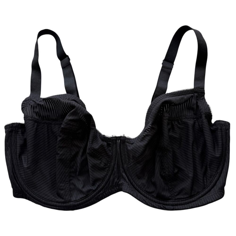 Primark Black Underwire Sheer Pinstripe Mesh Shadow Stripe Unlined Bra Size 36G